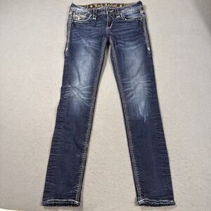 JEANS SKINNY Rock Revival Womens  27  Henna THICK STITCH LOTS BLING